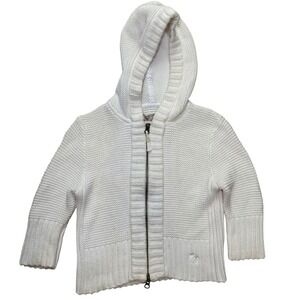 Abercrombie and fitch girls kid white knit zipper up hoodie cardigan prep Medium